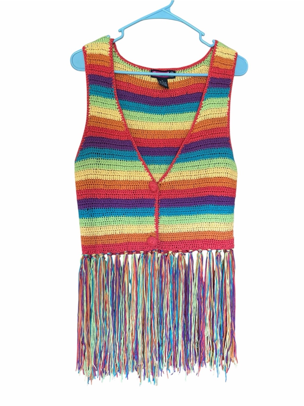 Rainbow Crochet Fringe Tank Top Boho Festival